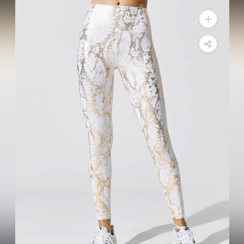 Carbon 38 Metallic Snake High Rise Leggings White Gold